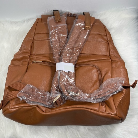 New Leather Diaper Backpack Bag with 12 Organizing Pouches,Changing Pad(Brown) - Picture 10 of 14